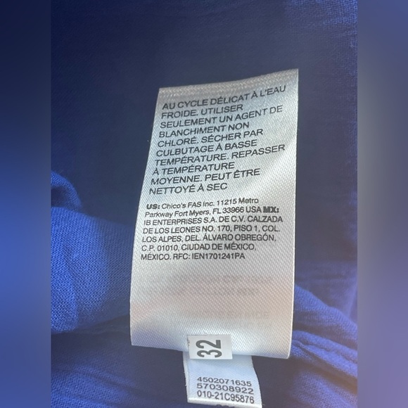 Chicos Sleeveless Cotton Asymmetrical Blue Top Size 1 - Picture 6 of 6